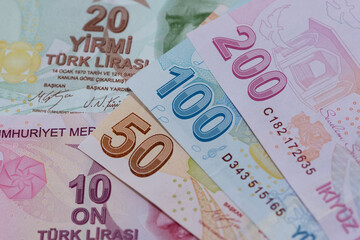 Images of banknotes of various countries. turkish lira photos.