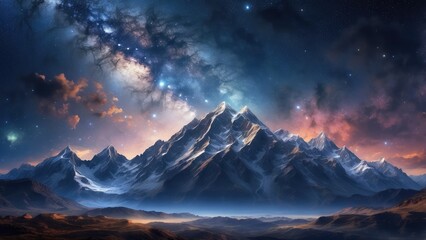 Obraz premium A panoramic view of a night sky filled with countless stars