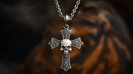 Pendant in the form of a Maltese cross The symbol of the Templars Skull Accessory for rockers metalheads punks goths