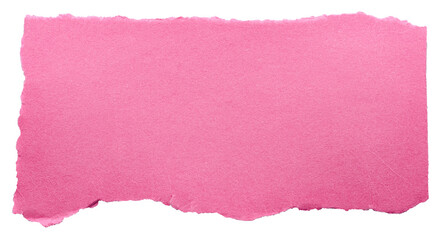 Isolated torn piece of blank pink paper note cardboard with texture and copy space for text,...