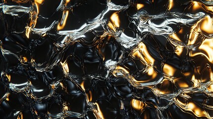 Reflective liquid surface exhibiting dynamic movement and intricate patterns