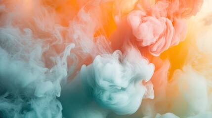Obraz premium Abstract swirling colors of teal orange and white smoke