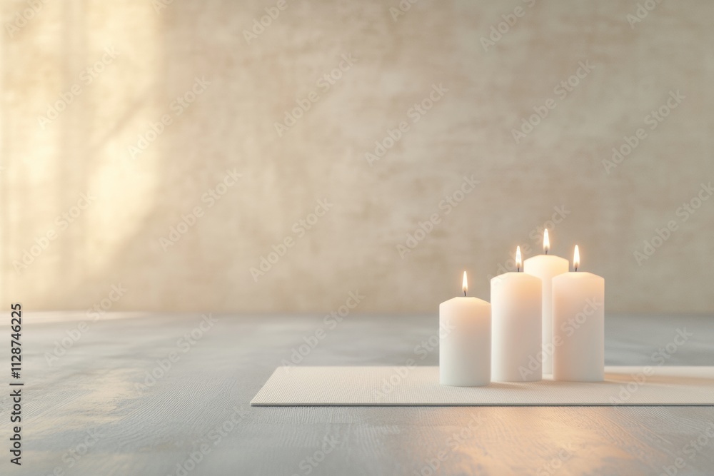 Poster tranquil candlelit scene in a warmly lit studio setting