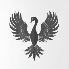 Obraz premium Stylized black swan with outstretched wings, elegant design.