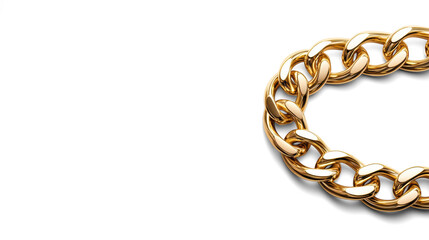 Gold chain in circular shape on clear background