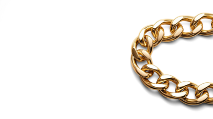 Gold chain in circular shape on clear background