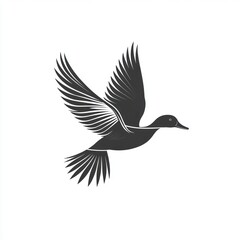 Obraz premium Stylized illustration of a duck in flight, isolated on white background.