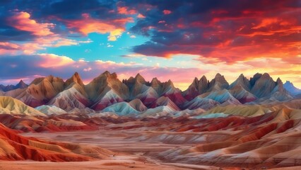 Naklejka premium Immerse yourself in a turbulent alien vivid landscape,