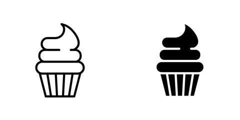 Cupcake Icon vector. liner and flat style icons set.