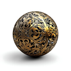 A gold and silver ball with intricate designs on it