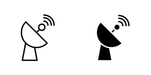 Satellite dish Icon vector. liner and flat style icons set.