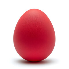 A red egg is sitting on a white background