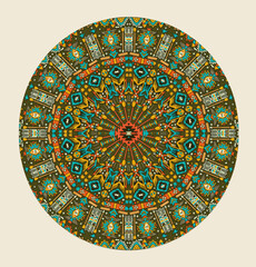 ornamental round , illustration, manually illustrated for textile print design
