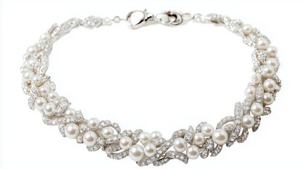 Fototapeta premium Elegant Pearl and Cubic Zirconia Bracelet: A Luxurious Accessory for Special Occasions