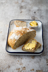 Traditional homemade bread served with butter