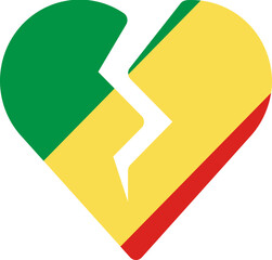 Republic Of The Congo Flag On Broken Heart Icon