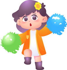 Cheerful Girl with Pom-Poms, Design Inspiration, Character