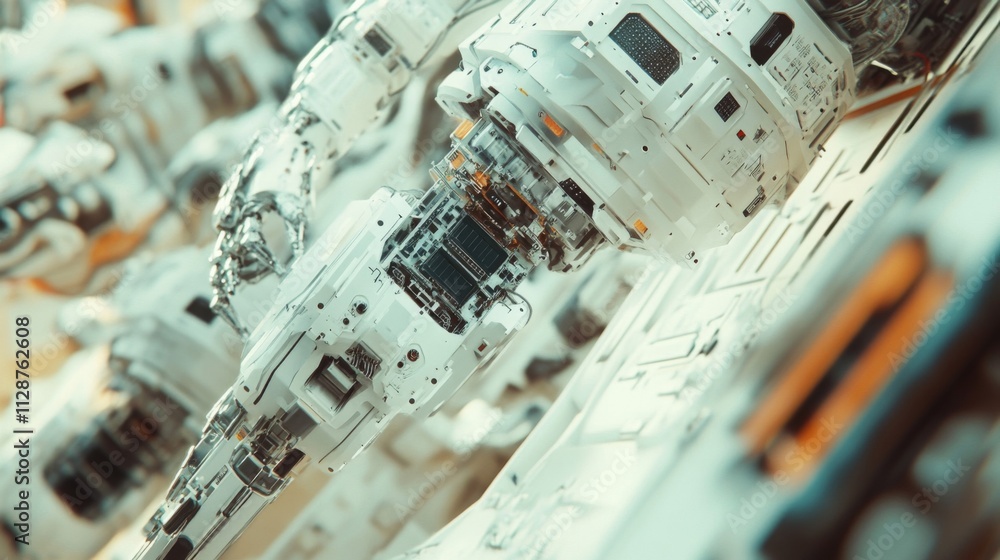 Poster close-up of a robotic arm with intricate mechanical details