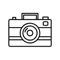 analog film camera icon, national retro day line art, retro icon  - simple black line art icon of analog film camera , for national retro day celebrations. retro vector art.