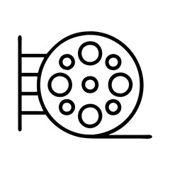 black and white film reel icon, national retro day line art, retro icon  - simple black line art icon of black and white film reel , for national retro day celebrations. retro vector art.