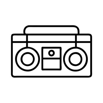 recommend clip art: boombox icon, national retro day line art, retro icon  - simple black line art icon of boombox , for national retro day celebrations. retro vector art.