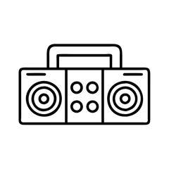 boom box with speakers icon, national retro day line art, retro icon  - simple black line art icon of boom box with speakers , for national retro day celebrations. retro vector art.