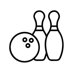 bowling ball and pins icon, national retro day line art, retro icon  - simple black line art icon of bowling ball and pins , for national retro day celebrations. retro vector art.