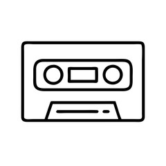 cassette tape icon, national retro day line art, retro icon  - simple black line art icon of cassette tape , for national retro day celebrations. retro vector art.