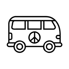 hippie van icon, national retro day line art, retro icon  - simple black line art icon of hippie van , for national retro day celebrations. retro vector art.