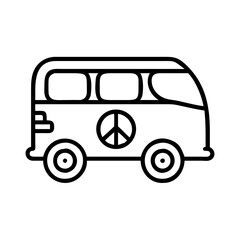 hippie van icon, national retro day line art, retro icon  - simple black line art icon of hippie van , for national retro day celebrations. retro vector art.