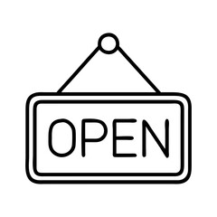 neon open sign icon, national retro day line art, retro icon  - simple black line art icon of neon open sign , for national retro day celebrations. retro vector art.