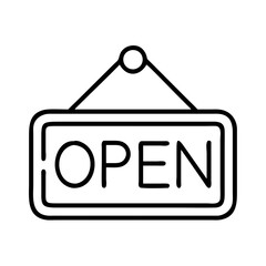 neon open sign icon, national retro day line art, retro icon  - simple black line art icon of neon open sign , for national retro day celebrations. retro vector art.