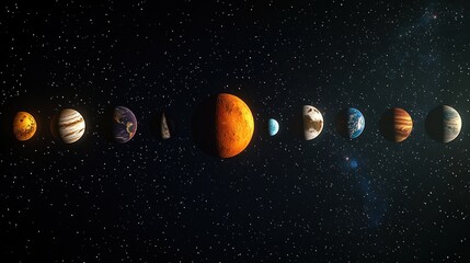 Planets Aligned In A Starry Cosmic Background