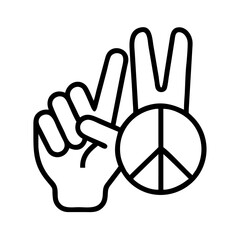 peace sign icon, national retro day line art, retro icon  - simple black line art icon of peace sign , for national retro day celebrations. retro vector art.