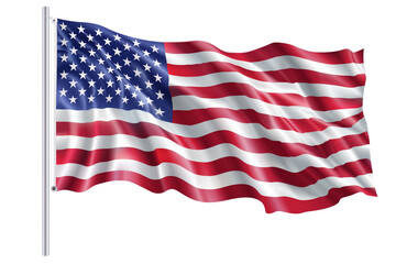 Fototapeta premium American flag with white background, nothing else.