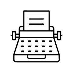 typewriter icon, national retro day line art, retro icon  - simple black line art icon of typewriter , for national retro day celebrations. retro vector art.