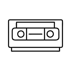 vhs player icon, national retro day line art, retro icon  - simple black line art icon of vhs player , for national retro day celebrations. retro vector art.