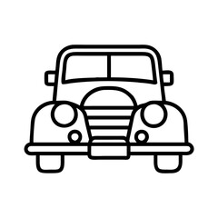 vintage car icon, national retro day line art, retro icon  - simple black line art icon of vintage car , for national retro day celebrations. retro vector art.