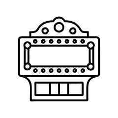 vintage cinema marquee icon, national retro day line art, retro icon  - simple black line art icon of vintage cinema marquee , for national retro day celebrations. retro vector art.