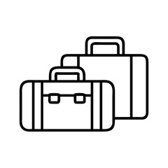 vintage suitcases icon, national retro day line art, retro icon  - simple black line art icon of vintage suitcases , for national retro day celebrations. retro vector art.