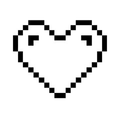 8 bit pixel heart icon, national retro day line art, retro icon  - simple black line art icon of 8 bit pixel heart , for national retro day celebrations. retro vector art.