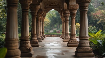 Serene Stone Colonnade: A Journey Through Tranquil Architecture