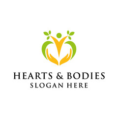 hearts and bodies logo concept for health balance