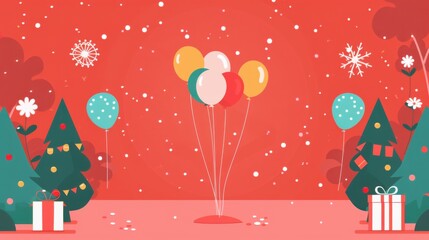 New Year's theme against a red background