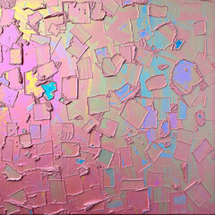 Fototapeta premium Iridescent Layered abstract texture with pastel, pink, lavender, mint, green, peach geometric patterns 