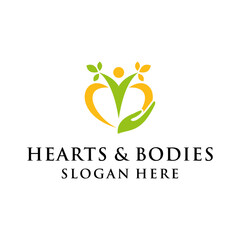 hearts and bodies logo concept for health balance
