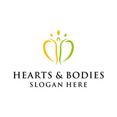 hearts and bodies logo concept for health balance