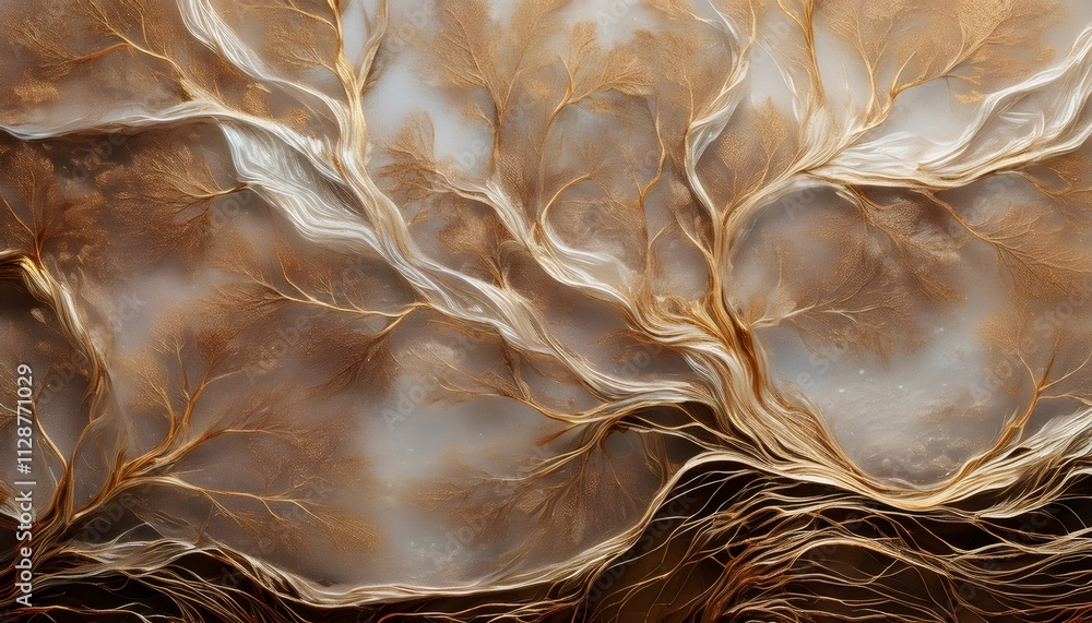 Poster abstract and elegant design with golden veins resembling trees on an abstract landscape