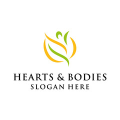 hearts and bodies logo concept for health balance