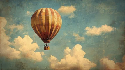 Gardinen Olive Hot air balloon on sky with cloud vintage retro filter effect  © atipong
